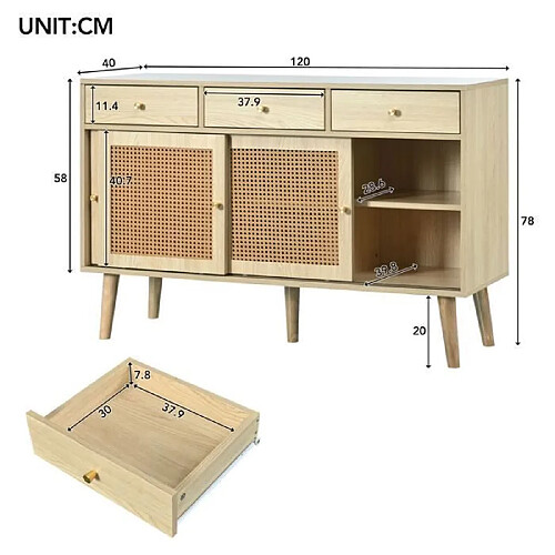 Dzmdip Buffet vaisselier - Chêne