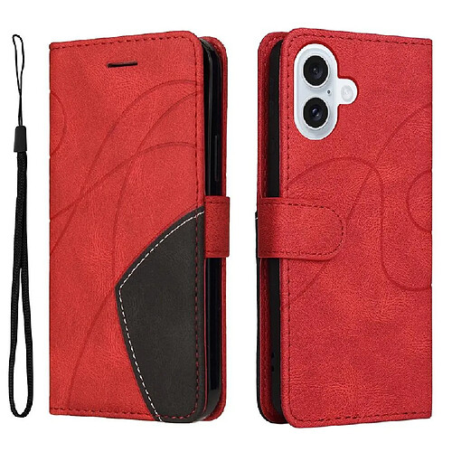 Flip Étui Pour iphone 17 Bicelle de protection Portefeuille en cuir Avec support de fente pour carte Livre Flip Folio Couleur de couture GANGXUN Rouge