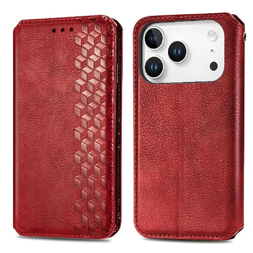 Flip Étui Pour iphone 17 Pro Max Affaires exquises Fonction Portefeuille Couverture rabotant Conception de mode Étui en cuir GANGXUN Rouge