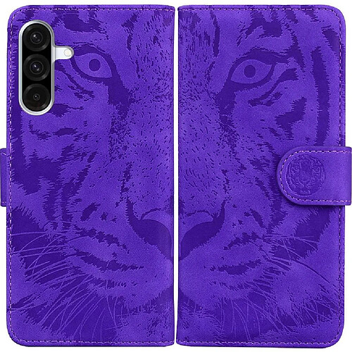 Flip Étui Pour Samsung Galaxy A17 5G Tigre mignon en relief Portefeuille en cuir Bicelle de protection GANGXUN Violet