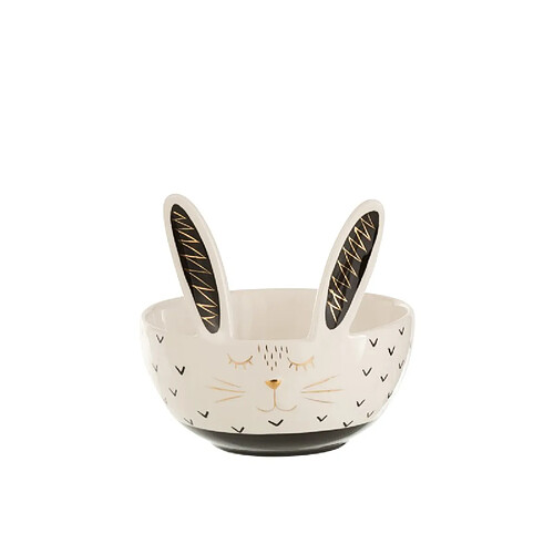 J-Line Bols lapin en céramique blanche 16x16x15cm