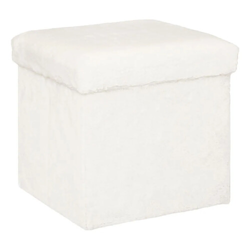Atmosphera Pouf pliable imitation fourrure - Blanc