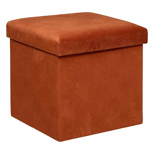 Atmosphera Pouf coffre en velours - Terracotta