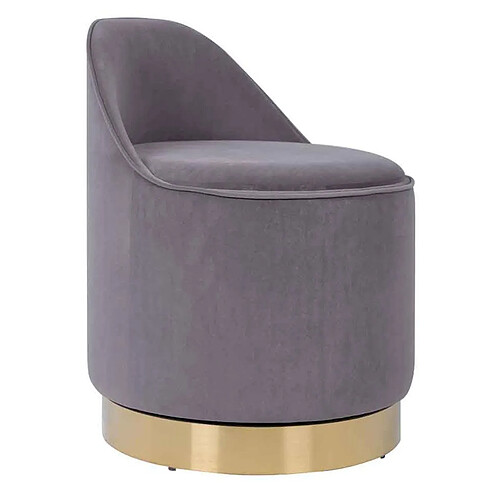 Paris Prix Tabouret Pivotant en Velours Viktor 68cm Gris