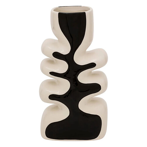 Atmosphera Vase Design en Céramique Twisted Lime 28cm Noir & Blanc