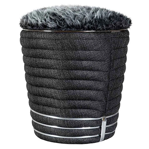 Paris Prix Tabouret en Tissu Doric 50cm Anthracite & Argent
