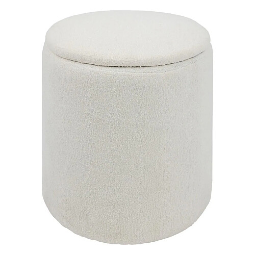 Atmosphera Pouf-coffre rond bouclette - Blanc