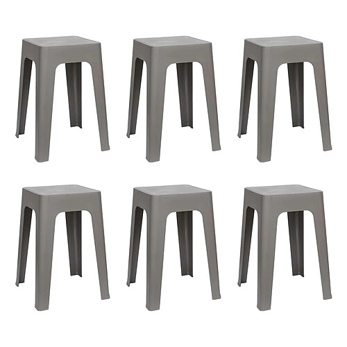 The Home Deco Factory Lot de 6 Tabourets Empilables Spectra 47cm Gris