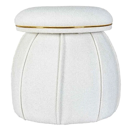 Paris Prix Tabouret Rond Déco Corin 55cm Blanc & Or
