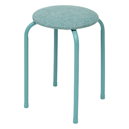 Five Simply Smart Tabouret d'appoint en métal et tissu chiné FLEXY - Vert Céladon