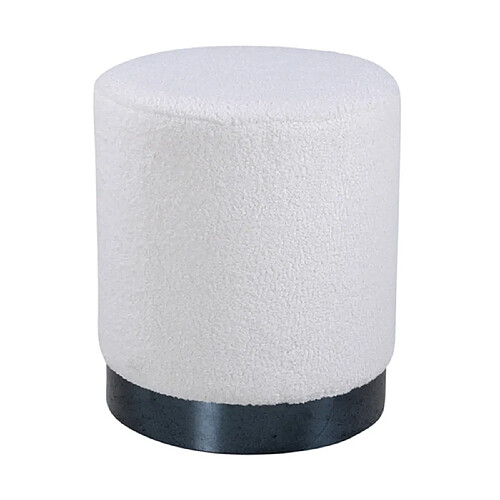 Paris prix Pouf rond bouclé Benji - Blanc et noir