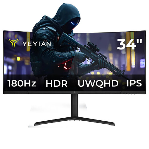 Yeyian Moniteur gaming incurvé IPS UltraWide QHD 180 Hz