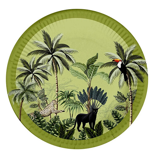 Homea Lot de 10 Assiettes en Carton Palmeraie 18cm Vert