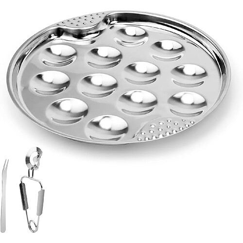 Vendos85 Assiette à Escargots Inox avec Pinces et Fourchettes