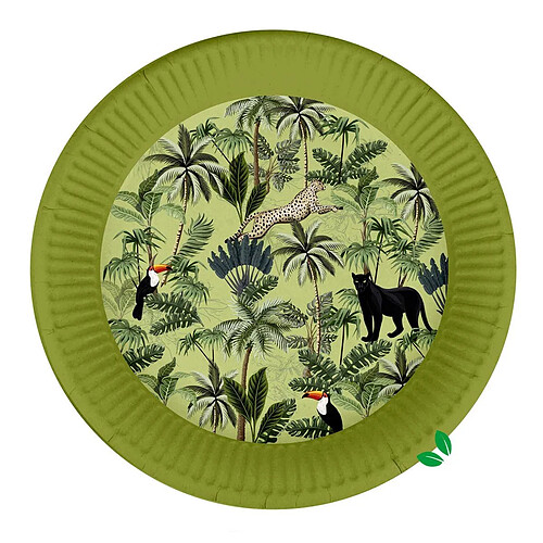 Homea Lot de 10 Assiettes en Carton Palmeraie 23cm Vert