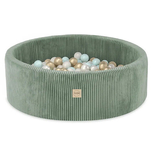 1001jouets Piscine à balles 90x30 velours côtelé vert 200 balles or
