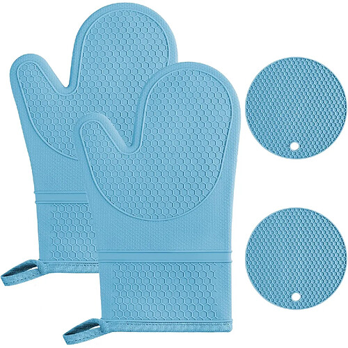 2 Gants De Cuisine En Silicone Résistants à La Chaleur - Maniques Violet Anti-Brûlure