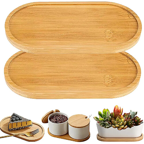 Vendos85 Lot de 2 Plateaux en Bambou Multifonctionnels