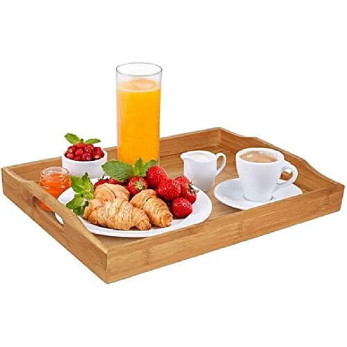 Vendos85 Plateau de service en bambou avec poignées 40x28 cm