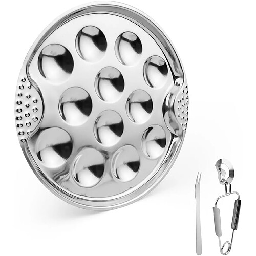 Vendos85 Set à escargots 12 trous avec pinces et fourchettes inox