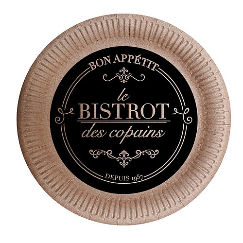 Homea Lot de 10 Assiettes en Carton Bistrot 18cm Naturel