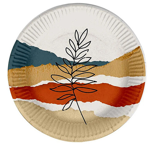 Homea Lot de 10 Assiettes en Carton Abstract 18cm Multicolore