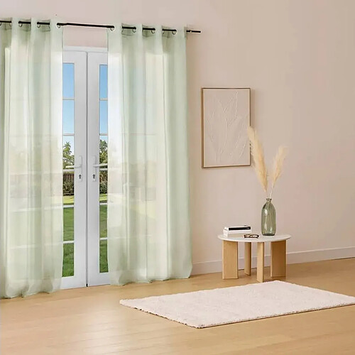 Atmosphera Rideau Voilage à Œillets Étamine 140x240cm Vert Céladon