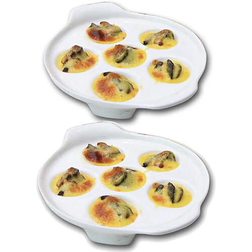 Vendos85 Assiette à Escargots 6 Trous en Porcelaine Blanche