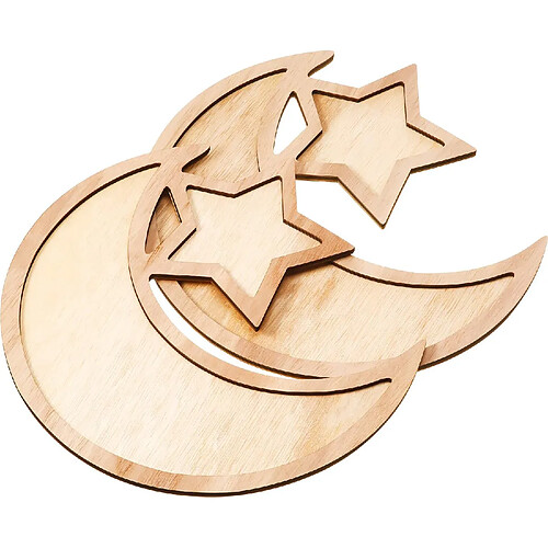 Vendos85 Lot de 2 Plateaux en Bois Ramadan – Lune & Étoile