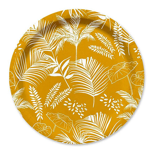 Homea Lot de 10 Assiettes en Carton Exotic Mood 18cm Moutarde