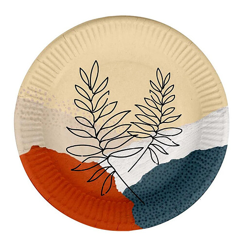 Homea Lot de 10 Assiettes en Carton Abstract 23cm Multicolore