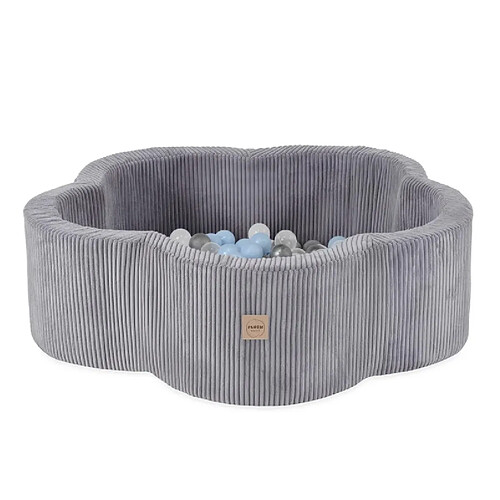 1001jouets Piscine à fleurs 95x30 en velours 200 balles argent nacré bleu clair