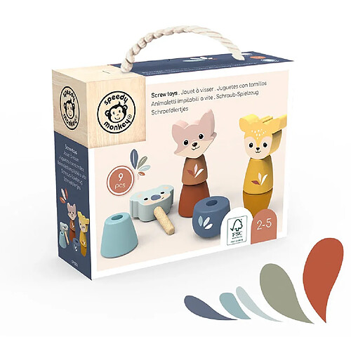 1001jouets Jeu personnage à visser en bois - Rouge