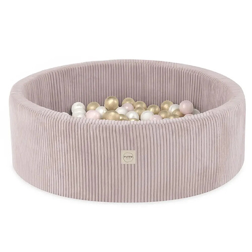 1001jouets Piscine à balles 90x30 velours côtelé rose 200 balles or