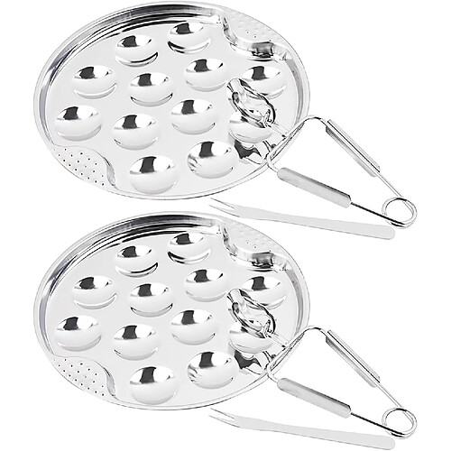 Vendos85 Plateau à huîtres inox 12 bacs – Fourchette et pince