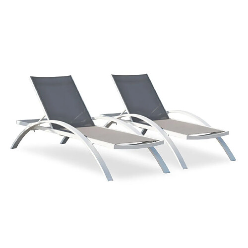 Paris prix Lot de 2 bains de soleil - Blanc