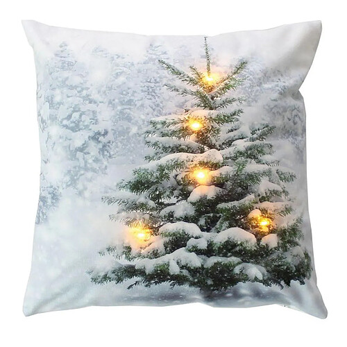 Paris prix Coussin déco Noël LED sapin - 40x40 cm - Multicolore