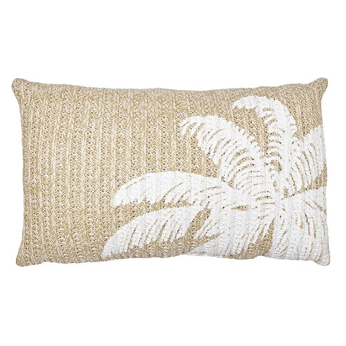 Paris Prix Coussin Déco Palmier 30x50cm Naturel & Blanc