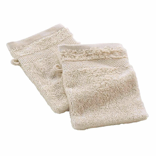 Douceur D'Interieur Lot de 2 Gants de Toilette Elegance 15x21cm Sable