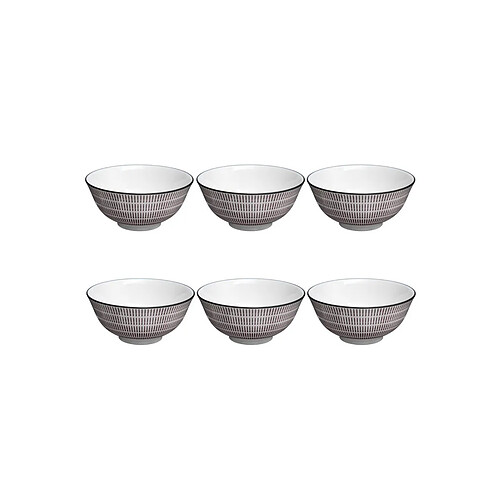 Secret De Gourmet Lot de 6 Bols Porcelaine Lunis 15cm Rouge