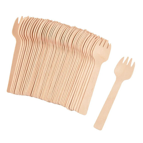 Homea Lot de 25 Mini Fourchettes Réutilisables Verrine 10cm Naturel