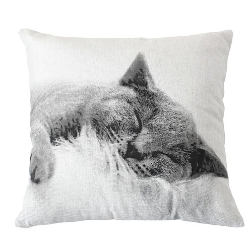 Paris Prix Coussin Déco Chat Vickie 40x40cm Écru