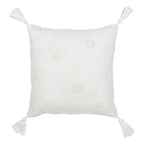 Paris prix Coussin Déco Fleurs Bali - 45x45 cm - Blanc
