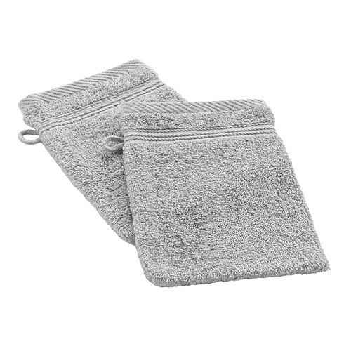 Douceur D'Interieur Lot de 2 Gants de Toilette Tendresse 15x21cm Gris Perle
