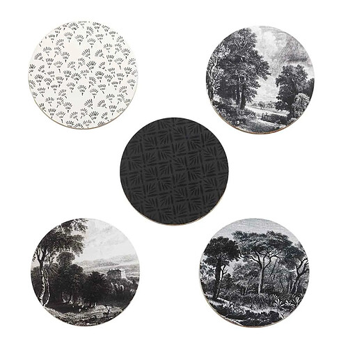 Paris Prix Lot de 6 Dessous de Verre Black Forest 11cm Noir