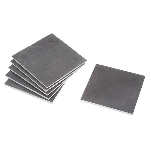 Secret De Gourmet Lot de 6 Dessous de Verre Ardoise 10x10cm Gris