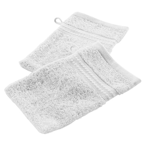 Douceur D'Interieur Lot de 2 Gants de Toilette Excellence 15x21cm Neige