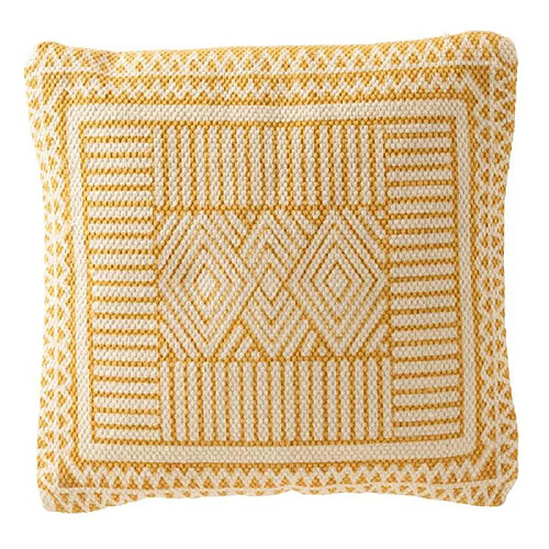 Paris Prix Coussin Déco Bali 42x42cm Blanc & Ocre