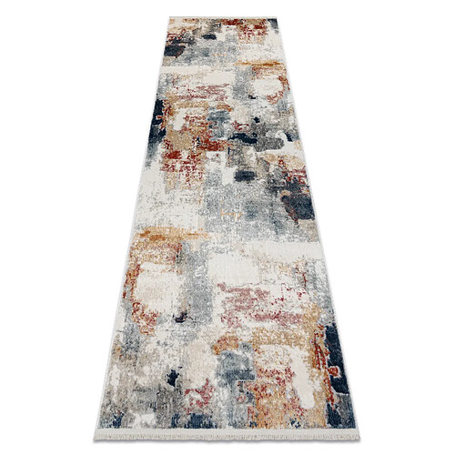 RUGSX Tapis, tapis de couloir moderne DISTIN 0144B blanc rose poudre - Abstraction, vintage, franges 80x250 cm