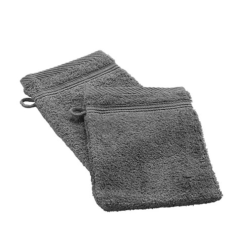 Douceur D'Interieur Lot de 2 Gants de Toilette Tendresse 15x21cm Anthracite